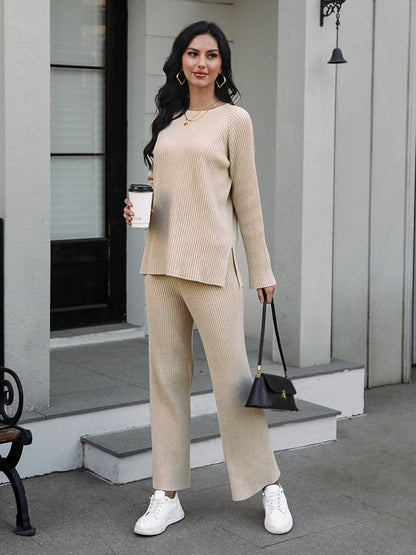 Knitted Sweater & Wide Leg Pant 2 Piece Lounge Set