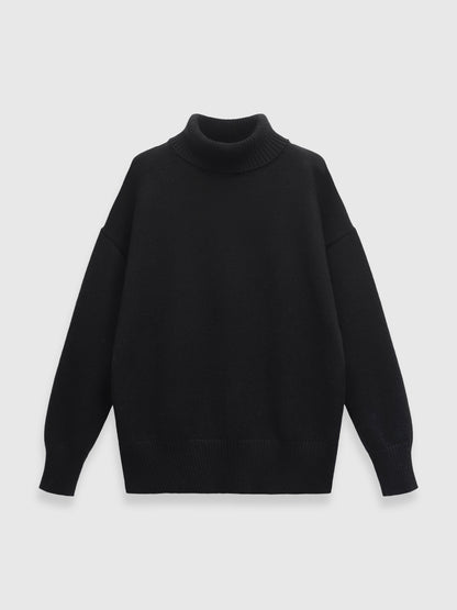 Turtle-Neck Solid Loose Sweater