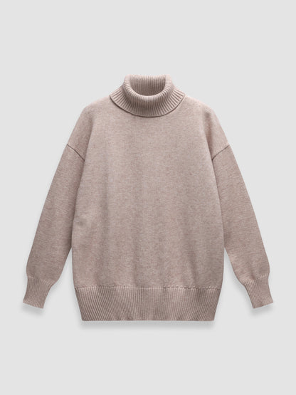 Turtle-Neck Solid Loose Sweater