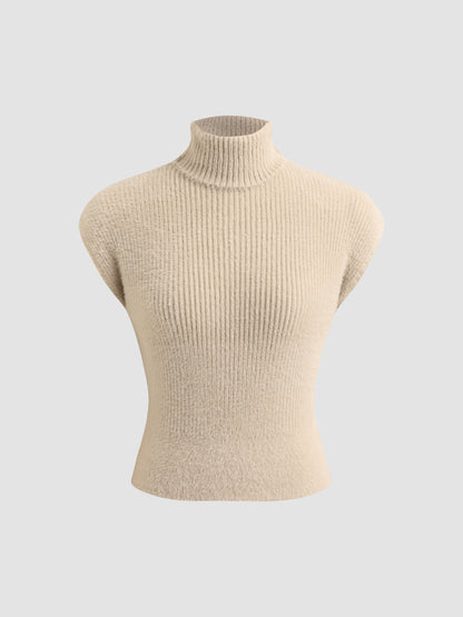 Sleeveless Turtleneck Sweater Top