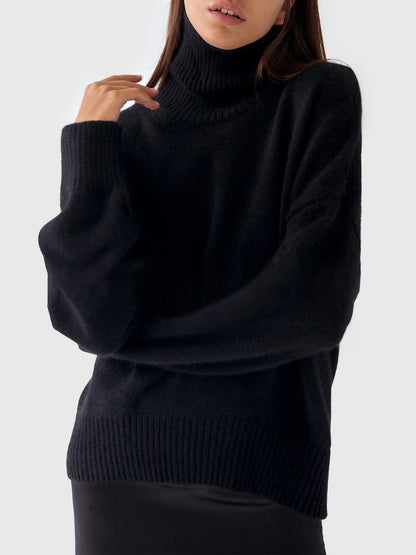 Turtle-Neck Solid Loose Sweater