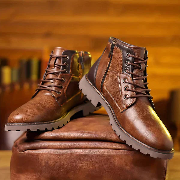 Jethro - Lace-up boot made from robust leather